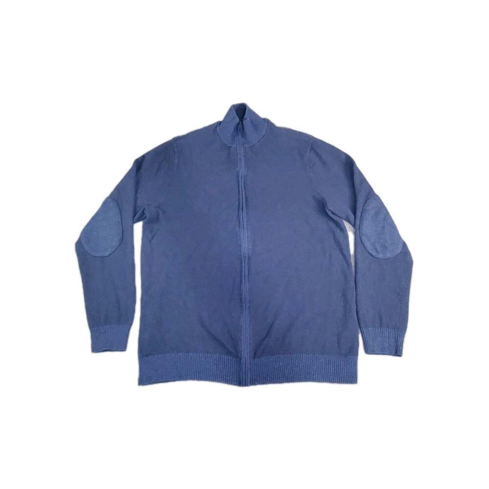 Tommy Bahama Mens Sz M Blue Full Zip Sweater Jacket Soft Cotton Cashmere Comfort